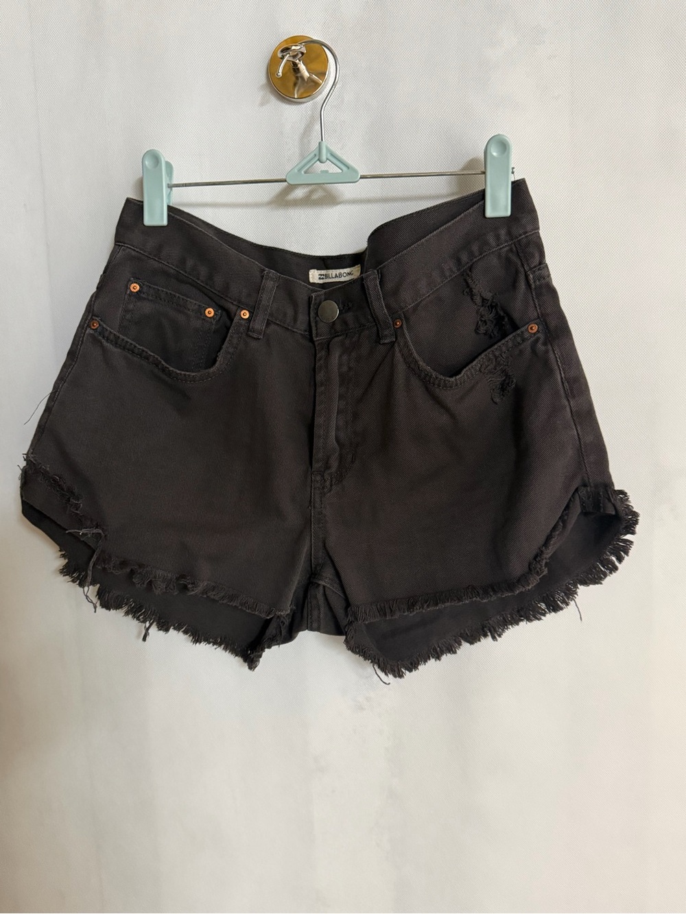 Vintage Billabong Black Distressed Cutoff Denim Shorts Size 28